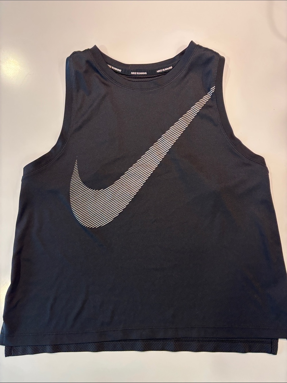 Nike Black Athletic Tank with White Striped Swoosh